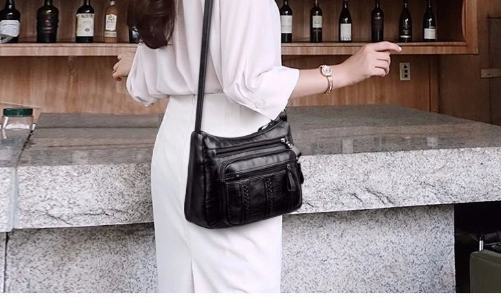 Women's bag Pu multilayered soft leather ladies fashion simple shoulder bags mom's bags crossbody bags