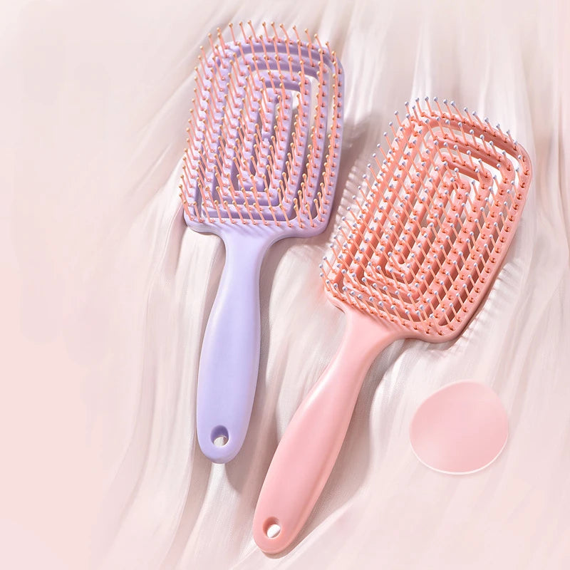 INS hair comb for women comb pink&purple Nordic style Elastic comb Macaron color Fluffy high cranial comb Massage comb for woman