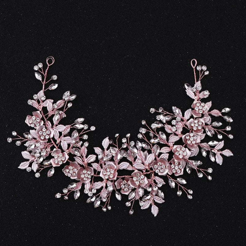 Luxurious Flower Headbands Tiaras Wedding Hair Accessories For Women Bride Hair Jewelry Bridal Headband Headpiece Party Hairband