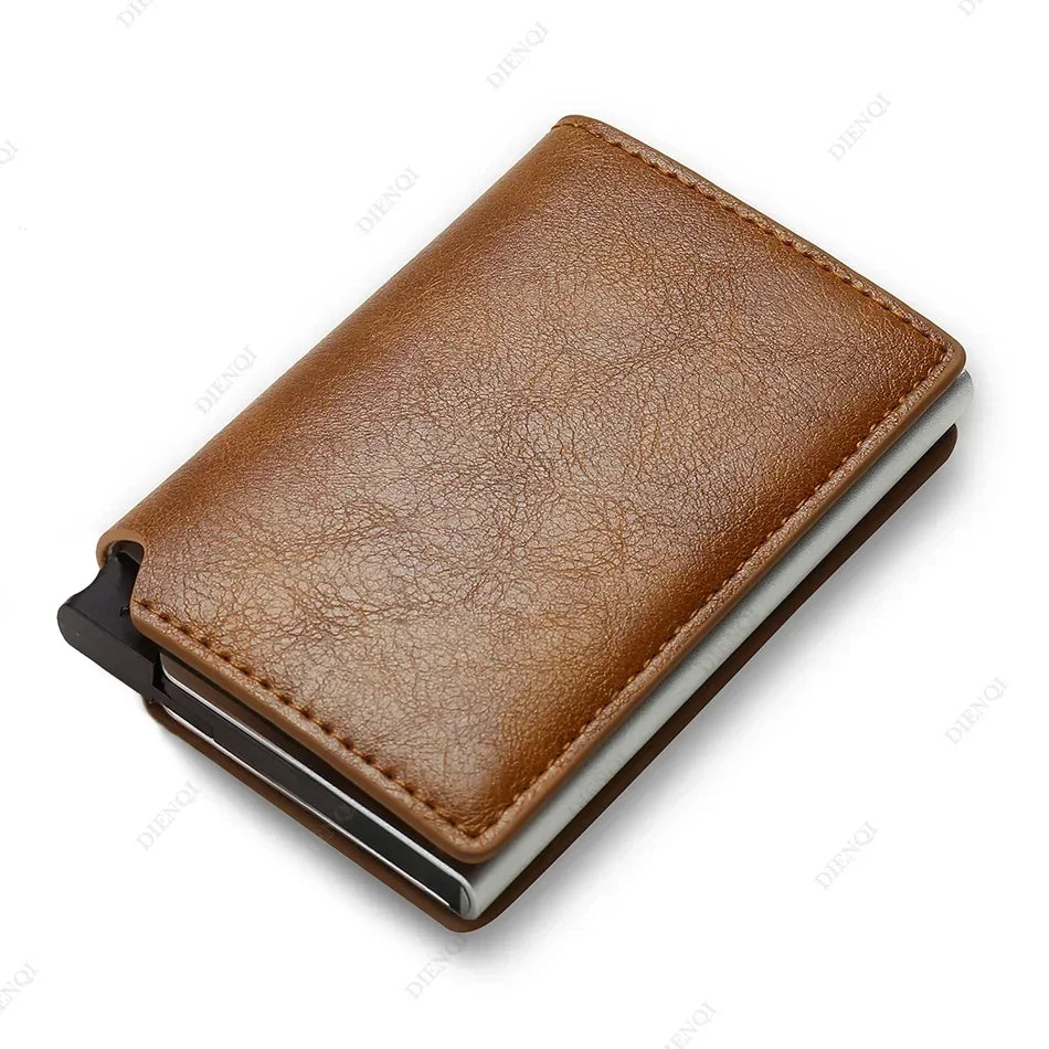 Rfid Credti Card Holders Men Wallets Anti Theft Carbon Fiber Bank Cardholder Case Slim Thin Smart Wallet Pop Up Black Walet New