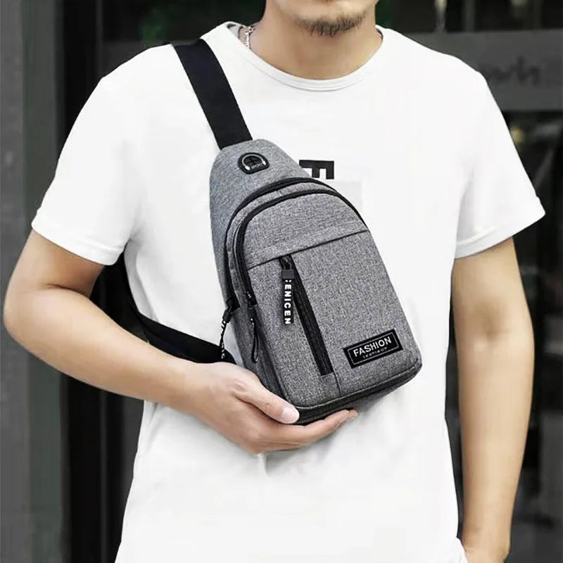 2025 New Multifunctional Chest Bag Men's Fashion Trend Oxford Cloth Shoulder Bag Korean Style Casual Waterproof Messenger Bag