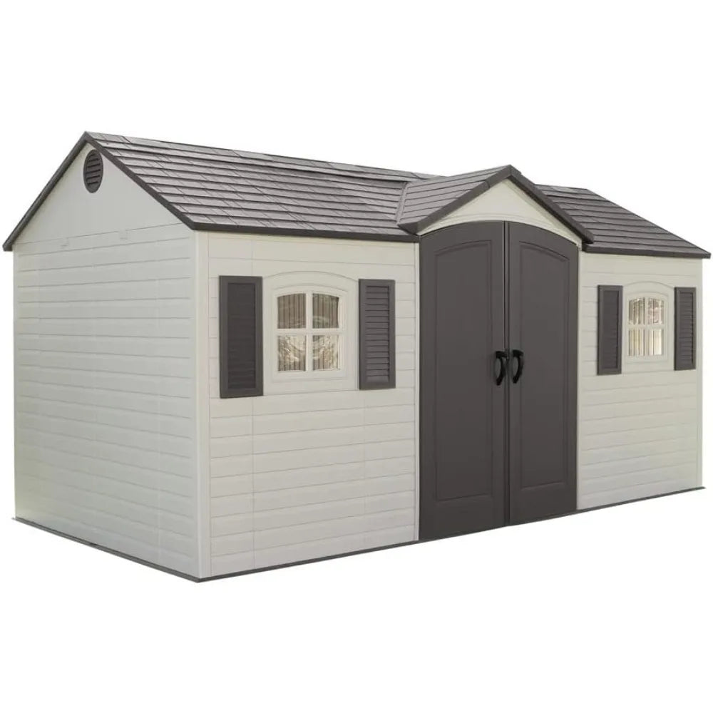 Outdoor Storage Shed 8 X 15 FT, Shed and Lockable Steel-Reinforced Doors for Added Security Protected By Double Wall UV Rays