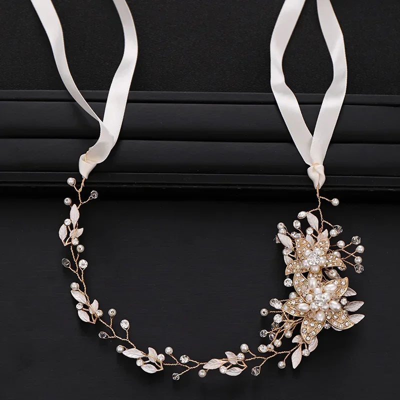 Luxurious Flower Headbands Tiaras Wedding Hair Accessories For Women Bride Hair Jewelry Bridal Headband Headpiece Party Hairband