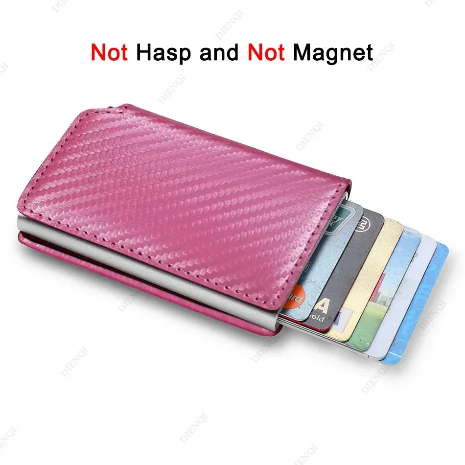 Rfid Credti Card Holders Men Wallets Anti Theft Carbon Fiber Bank Cardholder Case Slim Thin Smart Wallet Pop Up Black Walet New