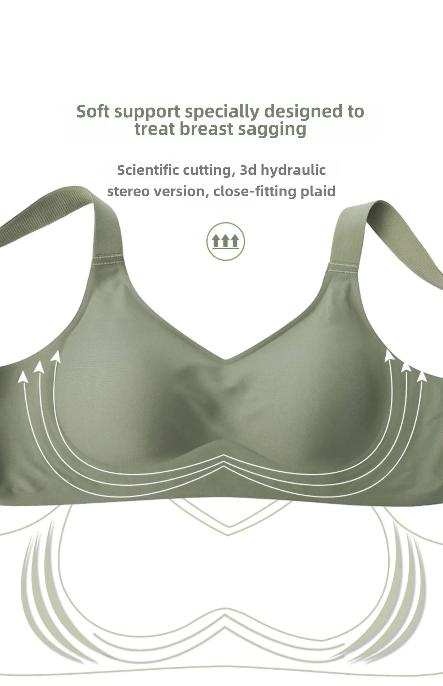 3D Jelly Strip Soft Support Bra Push-up Pair Top Support Seamless Bra Women's Thin Bra with Large Breasts and Small Breasts