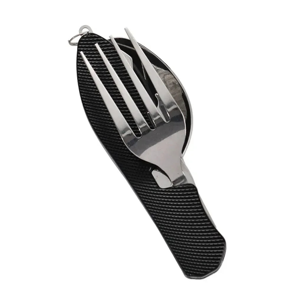 Foldable camping utensil set-multi-functional knife, fork, spoon combo for outdoor activities and sports camping picnic travel