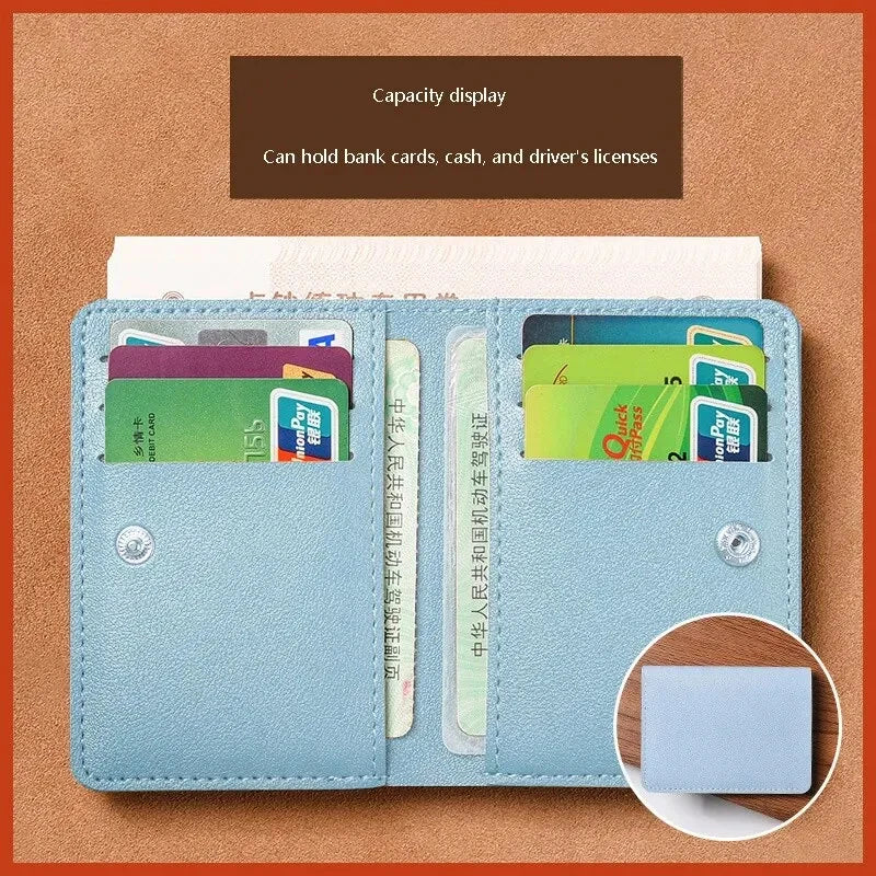 2024 New Women's Wallet Simplified Folding Button Small Wallet Driver's License Card Bag Male Student Soft Leather Wallet