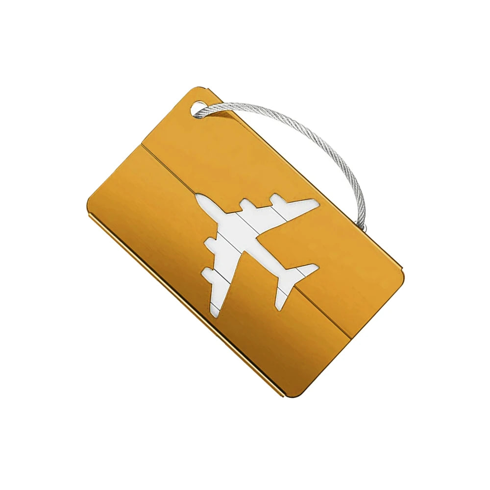 Aluminum Alloy Travel Luggage Tag Hanging Tag Suitcase Tag Plane With Name ID Cards Anti-lost Solid Color Travel Accessories.zmt