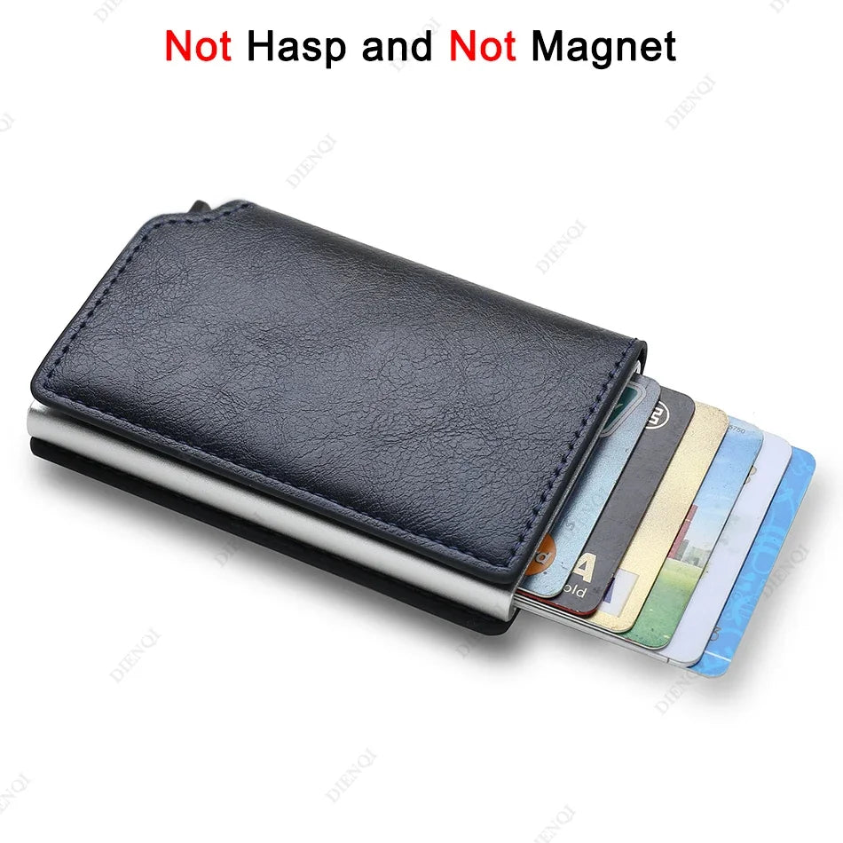 Rfid Credti Card Holders Men Wallets Anti Theft Carbon Fiber Bank Cardholder Case Slim Thin Smart Wallet Pop Up Black Walet New