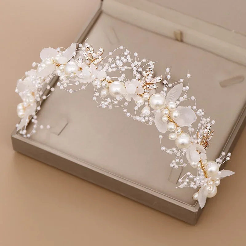 Luxurious Flower Headbands Tiaras Wedding Hair Accessories For Women Bride Hair Jewelry Bridal Headband Headpiece Party Hairband