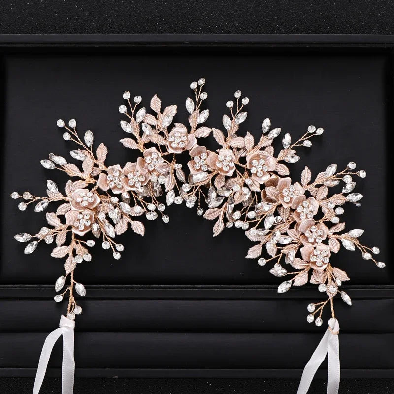 Luxurious Flower Headbands Tiaras Wedding Hair Accessories For Women Bride Hair Jewelry Bridal Headband Headpiece Party Hairband