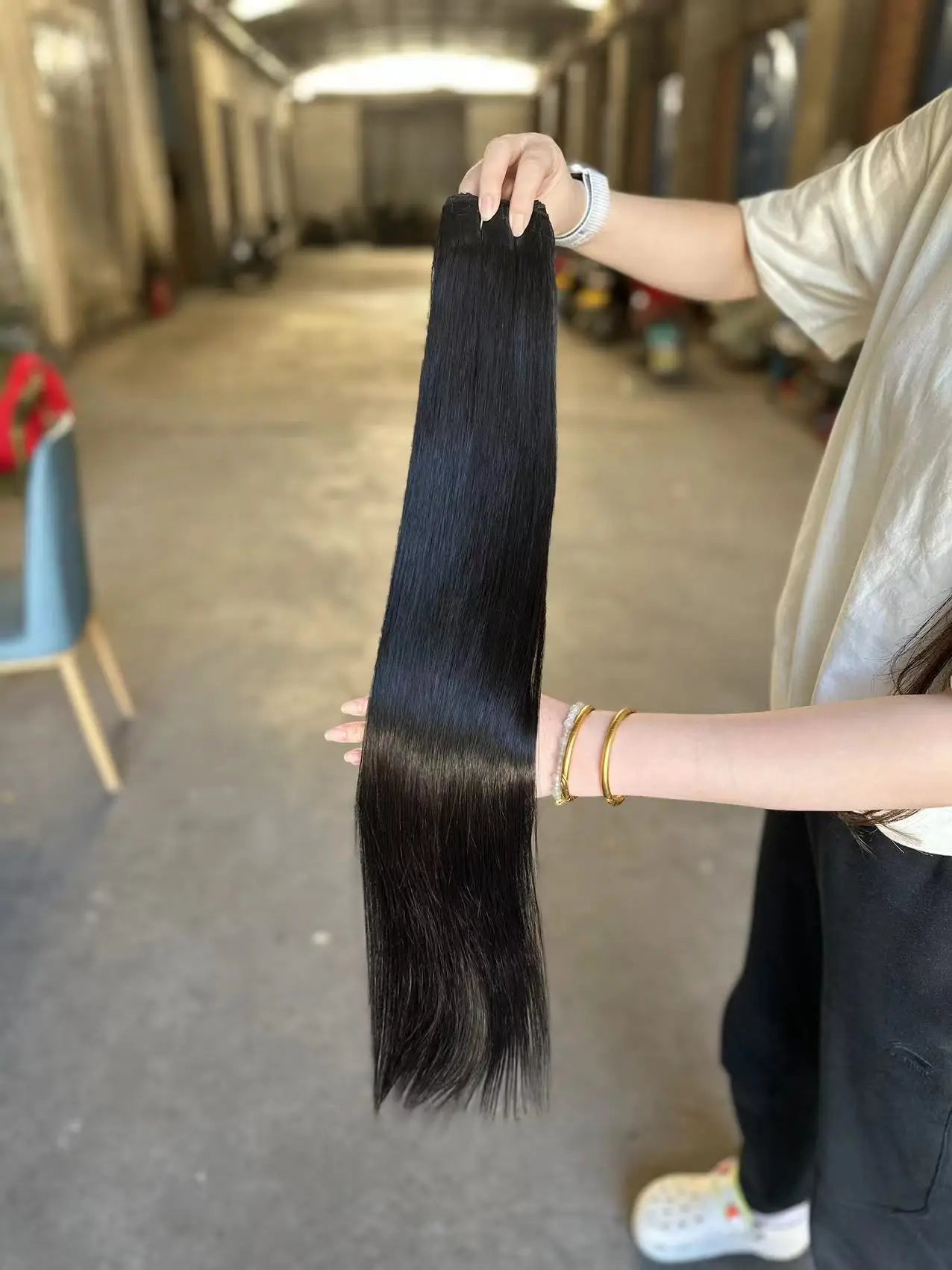 Straight Hair Bundles Extensions Smooth Ombre Hair Weaving 36Inch Super Long Synthetic Straight Hair Bundles Full to End