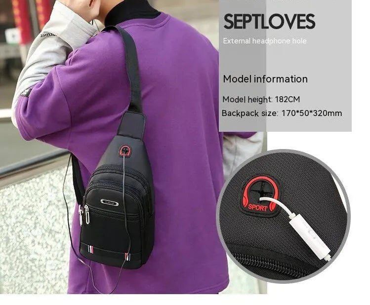 OutDoor Travel Fashion Mens CrossBorder Small Chest Polyester Shoulder Bag Trend Leisure.
