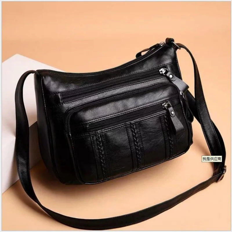 Women's bag Pu multilayered soft leather ladies fashion simple shoulder bags mom's bags crossbody bags