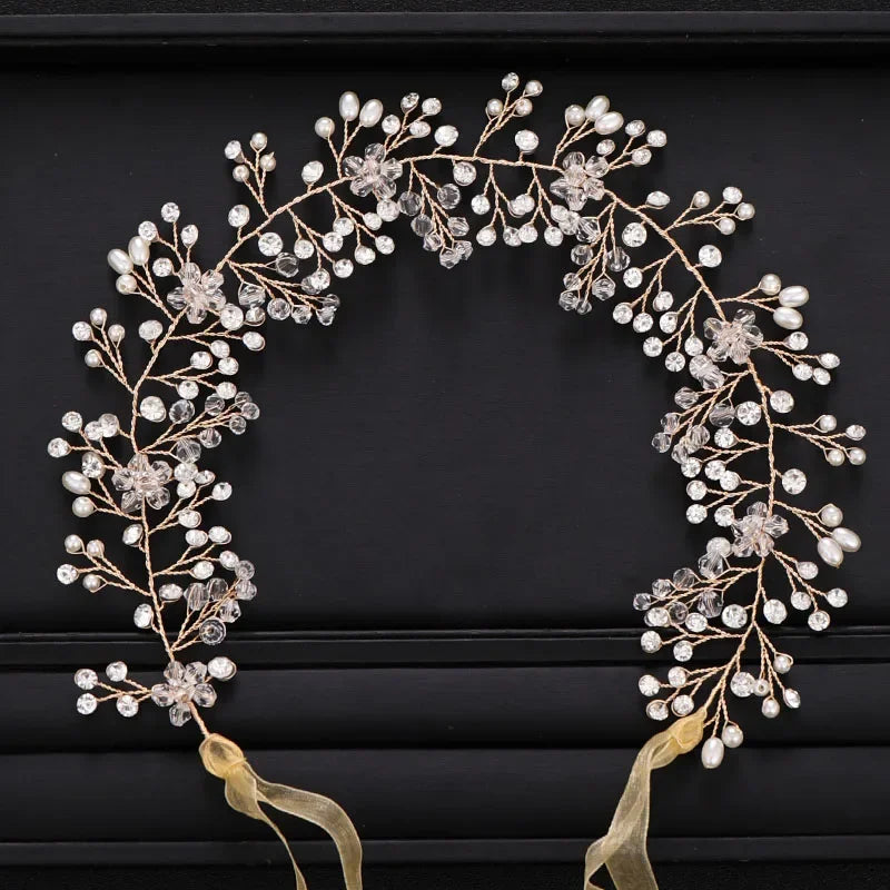 Luxurious Flower Headbands Tiaras Wedding Hair Accessories For Women Bride Hair Jewelry Bridal Headband Headpiece Party Hairband