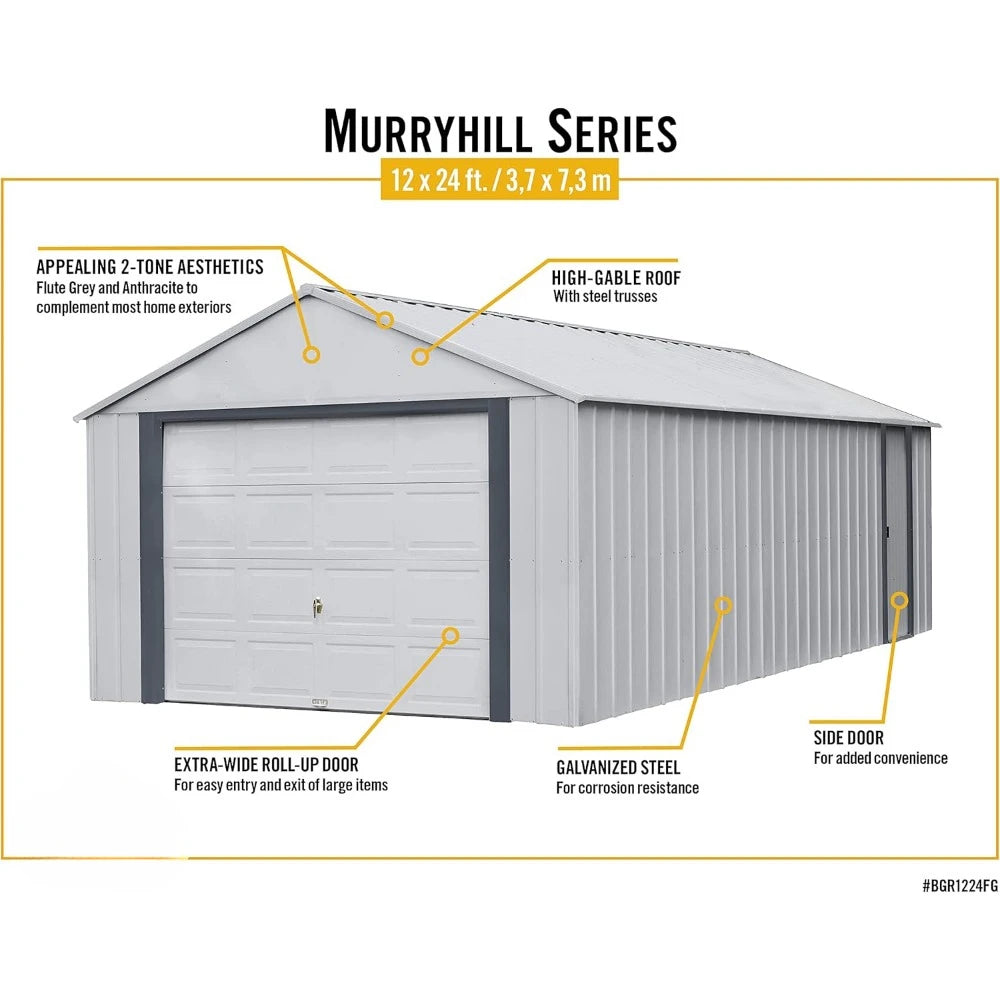 Galvanized Steel Wall Storage for Building, Ultra-High Wall, Storage Shed with Ultra Wide Rolling Shutter Door, 12 in x 24 in