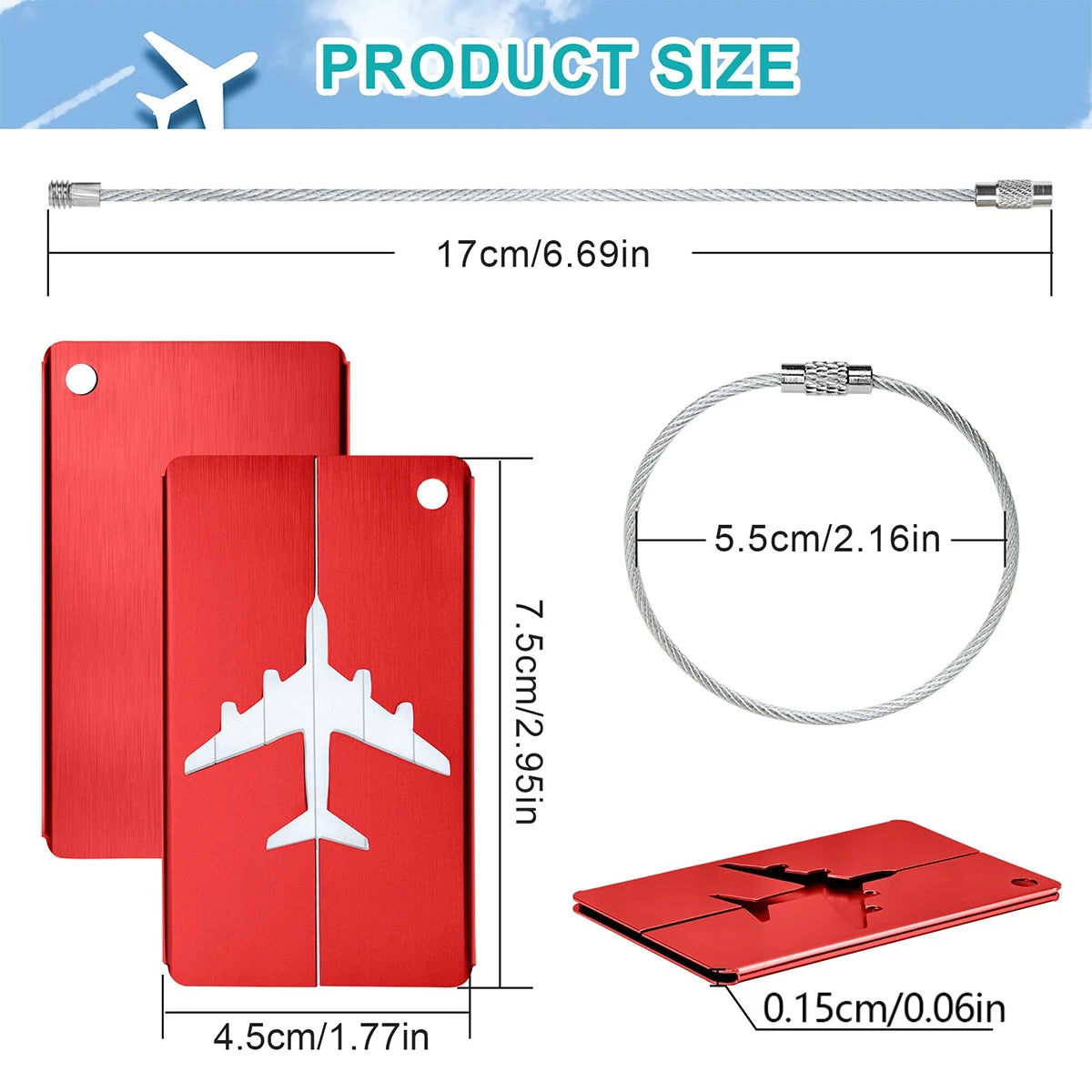 Aluminum Alloy Travel Luggage Tag Hanging Tag Suitcase Tag Plane With Name ID Cards Anti-lost Solid Color Travel Accessories.zmt