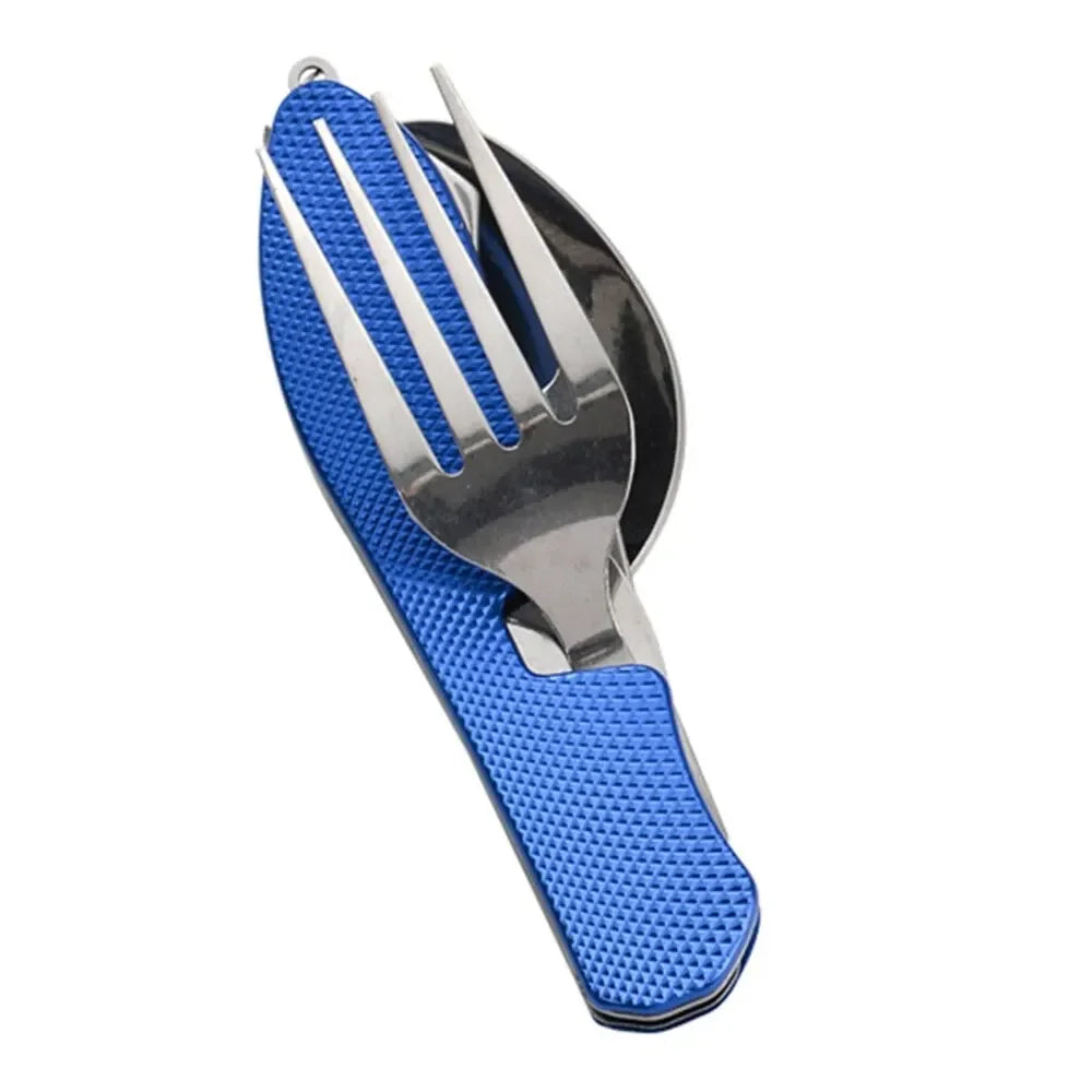 Foldable camping utensil set-multi-functional knife, fork, spoon combo for outdoor activities and sports camping picnic travel
