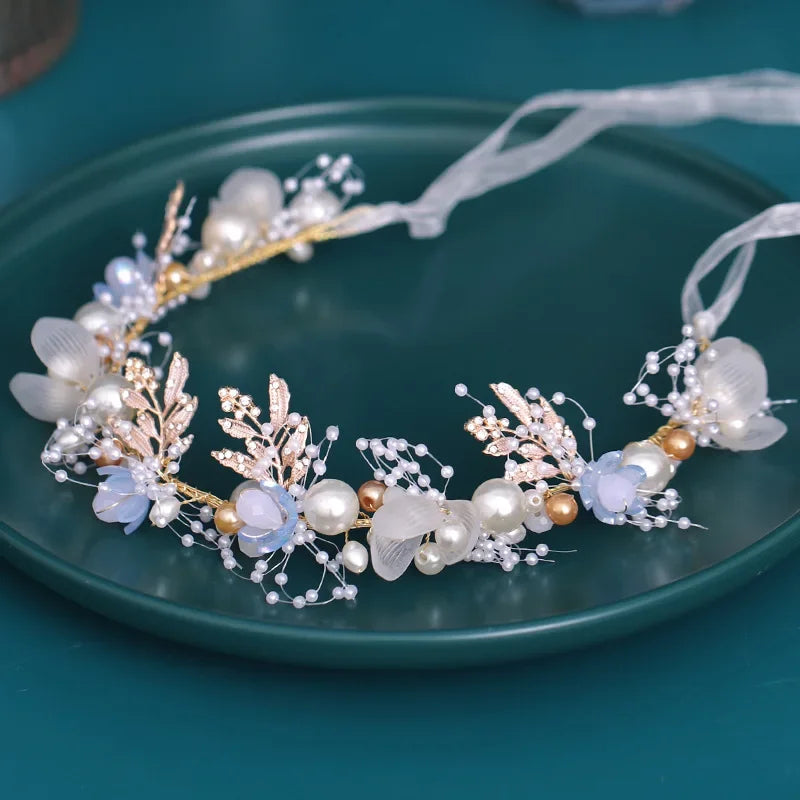 Luxurious Flower Headbands Tiaras Wedding Hair Accessories For Women Bride Hair Jewelry Bridal Headband Headpiece Party Hairband