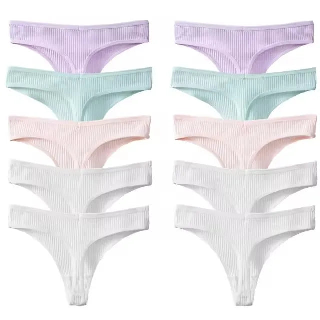 10Pcs/Set Women's New Thong Underwear Cotton Thread Underwear Fashionable Sexy Sports Pants Underwear Soft Comfortable Thong