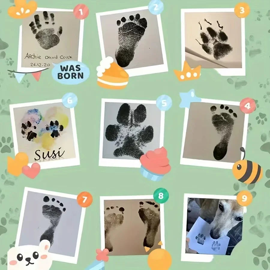 Baby Handprint Footprints Ink Pads for Pet Safe Non-toxic No-Touch Skin Inkless Inkpad Kits Cat Dog Paw Prints Souvenirs Gifts