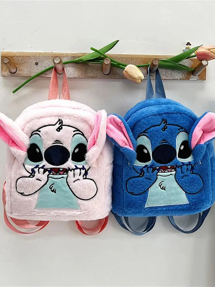 New Plush Backpack Ins Japanese Blue Stitch Funny Cartoon Large-Capacity Student Backpack Kindergarten Bag Child Gift