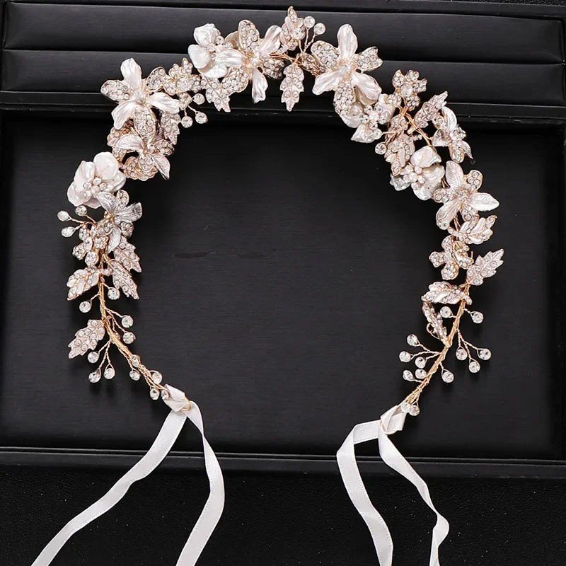 Luxurious Flower Headbands Tiaras Wedding Hair Accessories For Women Bride Hair Jewelry Bridal Headband Headpiece Party Hairband
