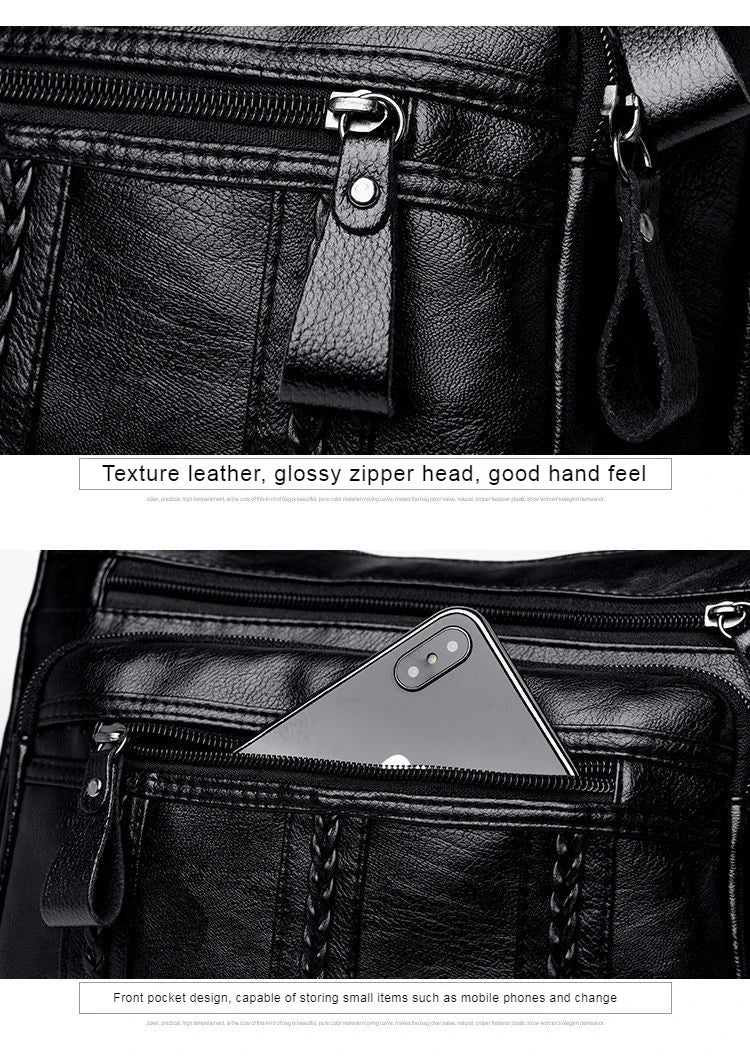 Women's bag Pu multilayered soft leather ladies fashion simple shoulder bags mom's bags crossbody bags