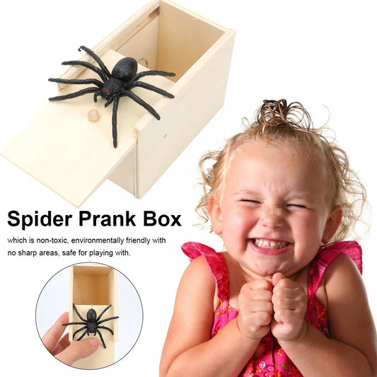 Trick Spider Funny Scare Box Wooden Hidden Box Quality Prank Wooden Scare Box Fun Game Prank Trick Friend Office Toys