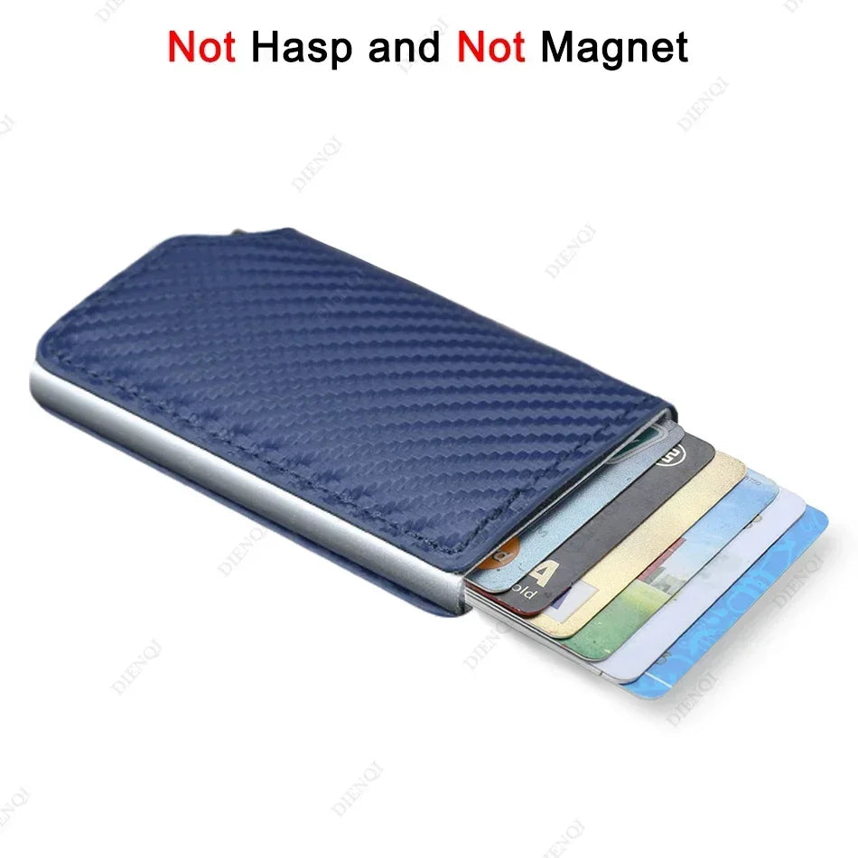 Rfid Credti Card Holders Men Wallets Anti Theft Carbon Fiber Bank Cardholder Case Slim Thin Smart Wallet Pop Up Black Walet New