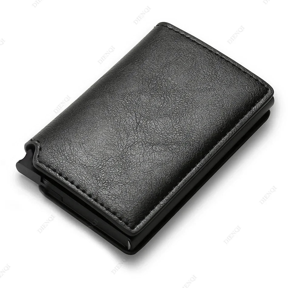 Rfid Credti Card Holders Men Wallets Anti Theft Carbon Fiber Bank Cardholder Case Slim Thin Smart Wallet Pop Up Black Walet New