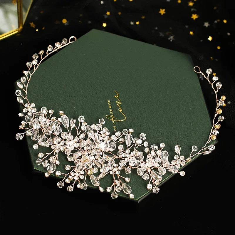Luxurious Flower Headbands Tiaras Wedding Hair Accessories For Women Bride Hair Jewelry Bridal Headband Headpiece Party Hairband