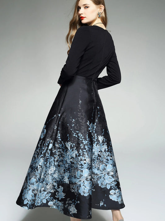 Women Luxury Long Maxi Jacquard Dress Ladies Floral Elegant Dresses New Year Ball Gown Casual Evening Party Maxi Clothing