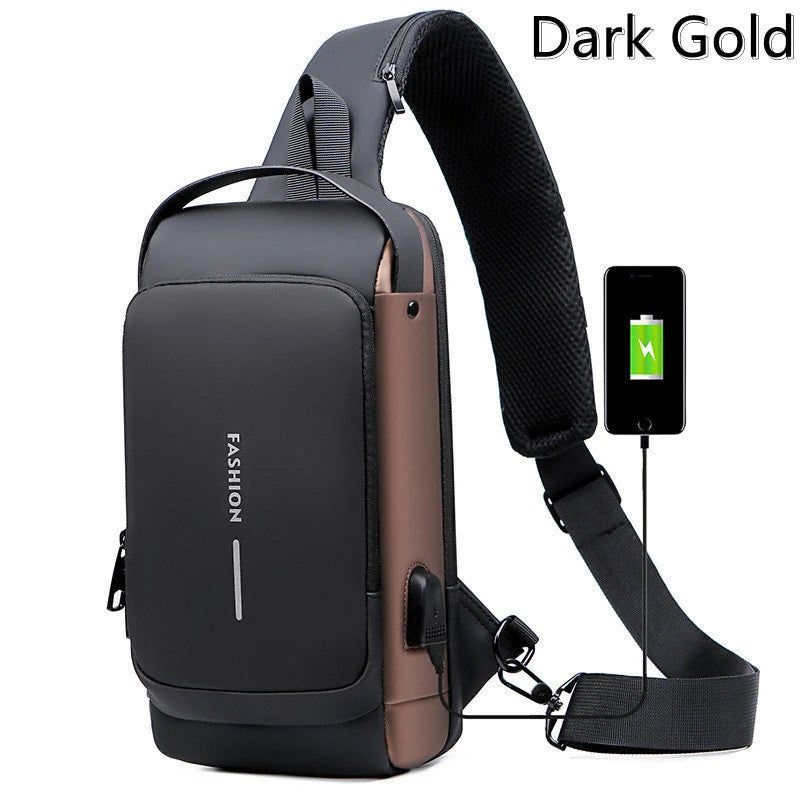 BD1 Newest Men's Anti-theft Chest Bag Shoulder Strap USB Rechargeable Crossbody School Short Distance Gym Men's Sports