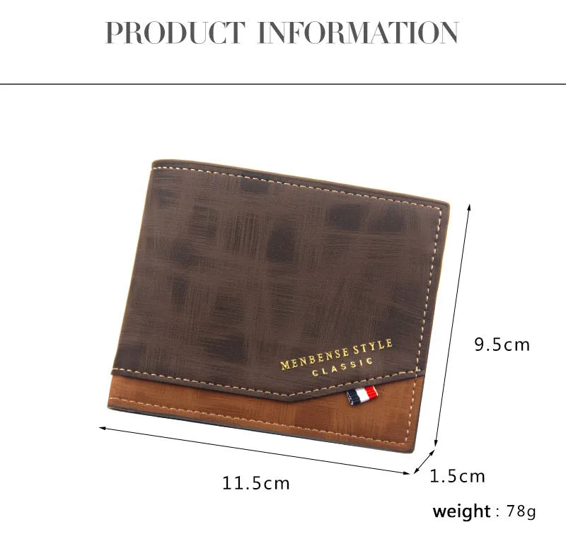 Short Men Wallets Slim Classic Coin Pocket Photo Holder Small Male Wallet Quality Card Holder Frosted Leather Men Purses
