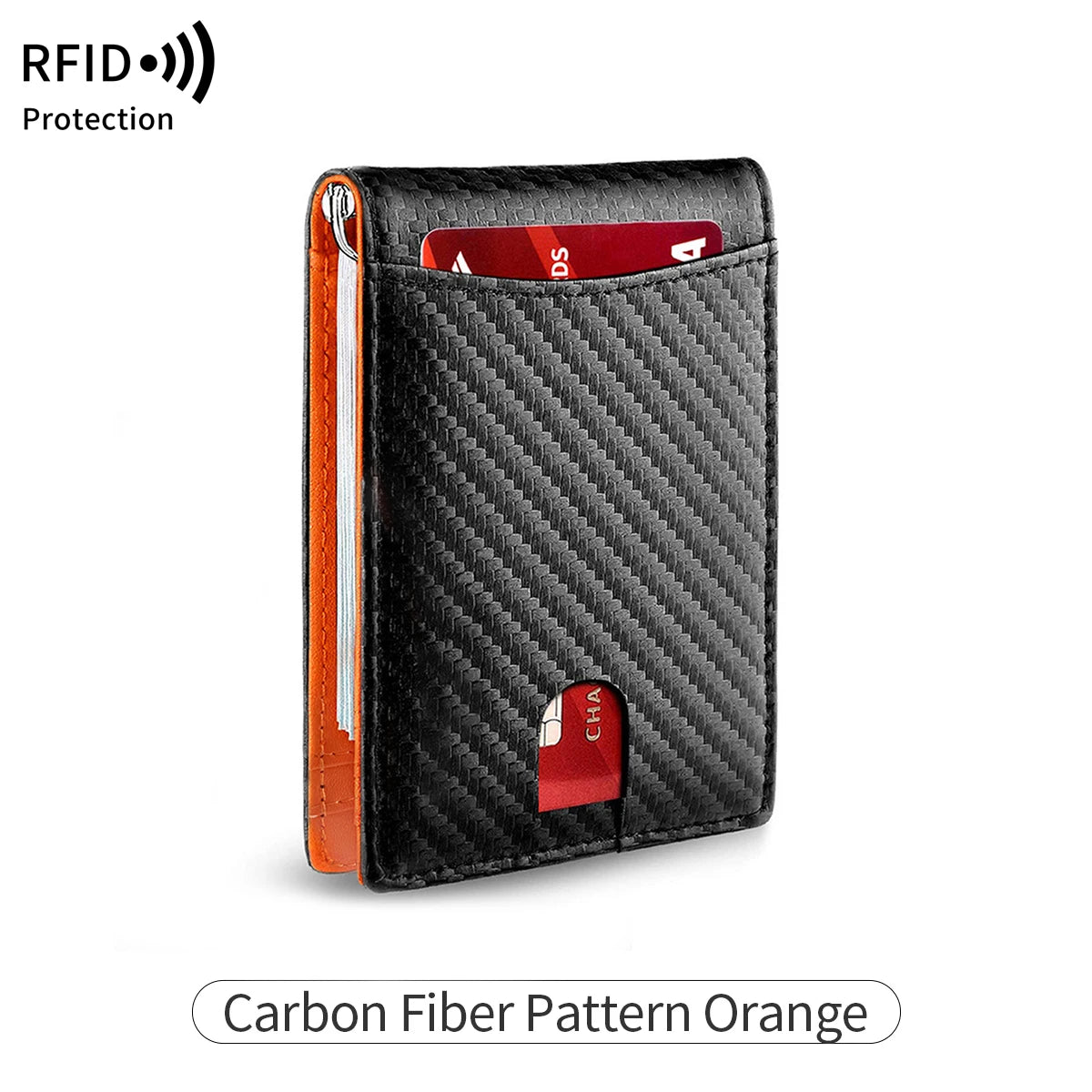 RFID carbon fiber men's wallet multifunctional ultra-thin mini 7-card slot/short card bag large capacity portable men's wallet