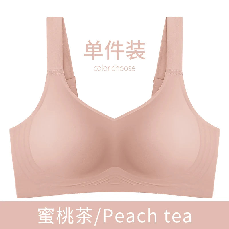 3D Jelly Strip Soft Support Bra Push-up Pair Top Support Seamless Bra Women's Thin Bra with Large Breasts and Small Breasts