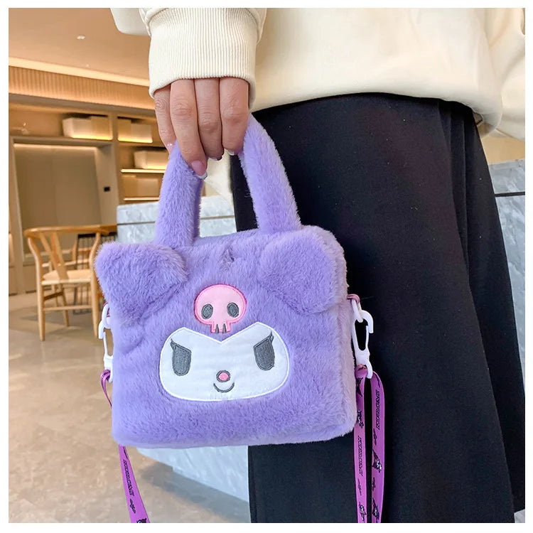 Sanrio Bag Kawaii Kuromi Cinnamoroll My Melody Cartoon Anime Plush Handbag Cosmetic Bag Travel Storage Bag Women Girl Gifts
