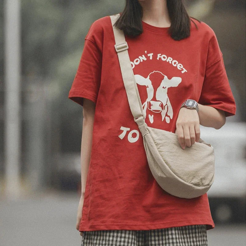 New Simple and Casual Solid Color Nylon Large Capacity Women's Dumpling Bag Shoulder Bag for Travel and Commuting