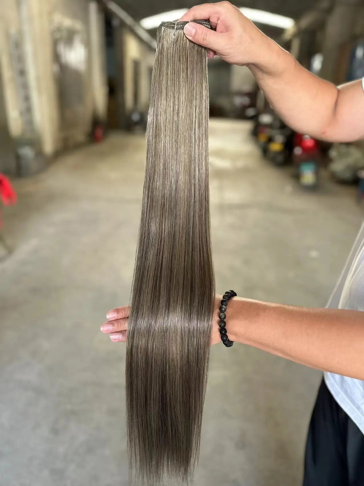 Straight Hair Bundles Extensions Smooth Ombre Hair Weaving 36Inch Super Long Synthetic Straight Hair Bundles Full to End