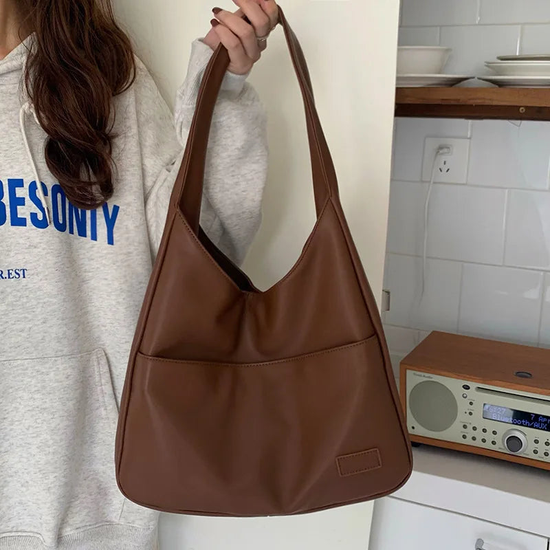 1pcs Leather Tote Purse Stylish Casual Trendy Large Soft Shoulder Bag