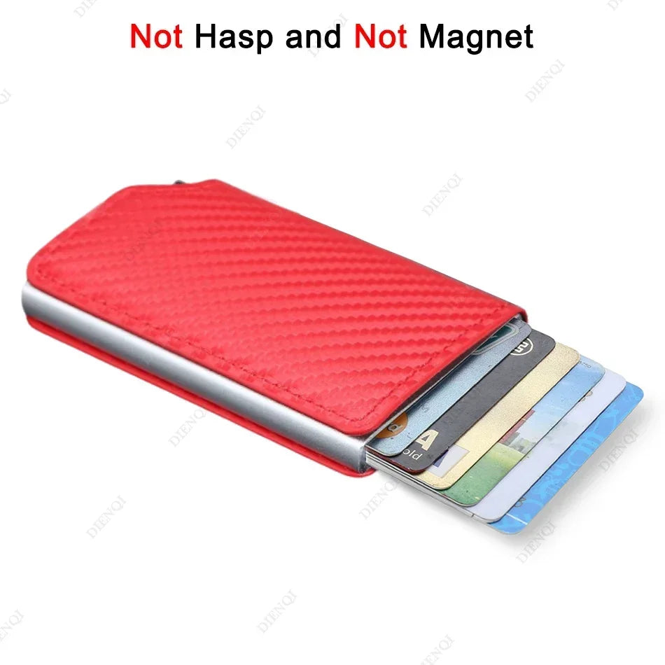 Rfid Credti Card Holders Men Wallets Anti Theft Carbon Fiber Bank Cardholder Case Slim Thin Smart Wallet Pop Up Black Walet New