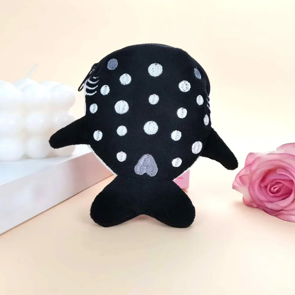 Fashion Cute Blue Shark Mini Whales Coin Purse Plush Zipper Coin Wallet Designer Women's Small Change Bag Key Earphone Pouch