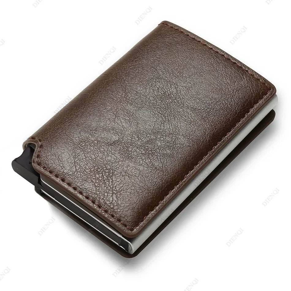 Rfid Credti Card Holders Men Wallets Anti Theft Carbon Fiber Bank Cardholder Case Slim Thin Smart Wallet Pop Up Black Walet New