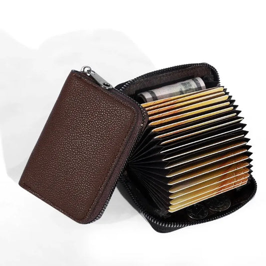 20 Detents Cards Holders PU Business Bank Credit Bus ID Card Holder Cover Coin Pouch Anti Demagnetization Wallets Bag Organizer
