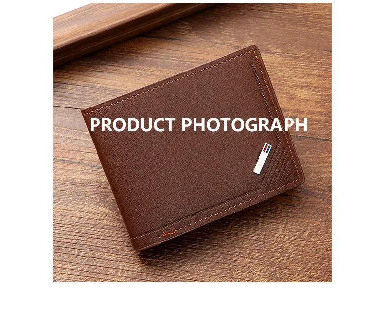 Men's Short Leather Slim Wallets Business Man Money Clip Credit Card Holder Purse Thin Minimalist Bifold Wallet