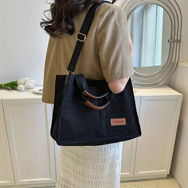 Women's Corduroy Tote Bag Large Capcity Handbags for Women Commuting Women's Bag Messenger Shoulder Bag Female Handbag