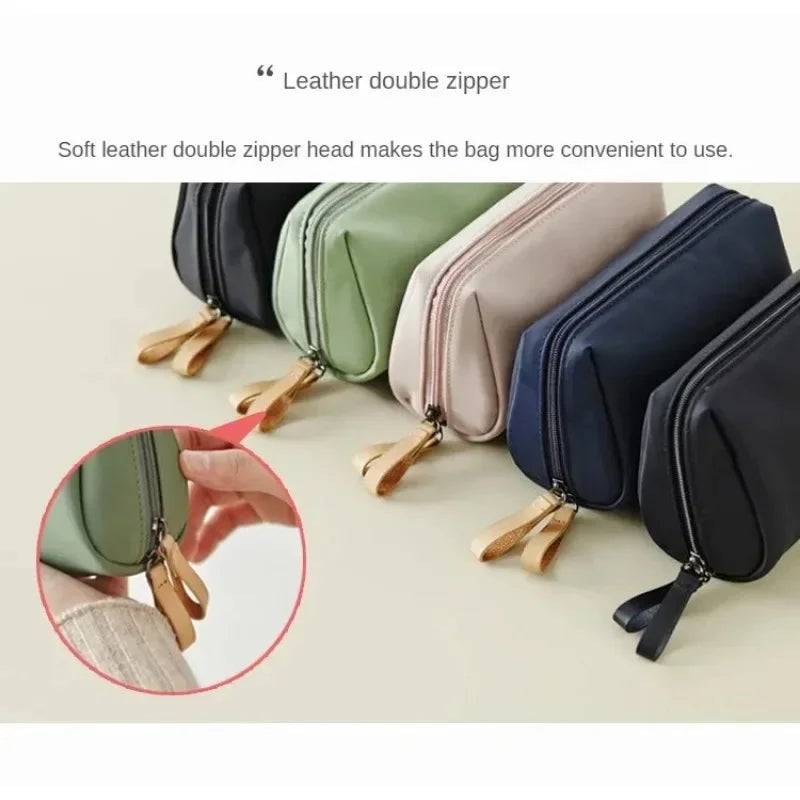 2024 New Women's Small Bag Toiletry Bag Portable Mini Solid Color Korean Makeup Bag Large Capacity Waterproof Storage Clutch Bag