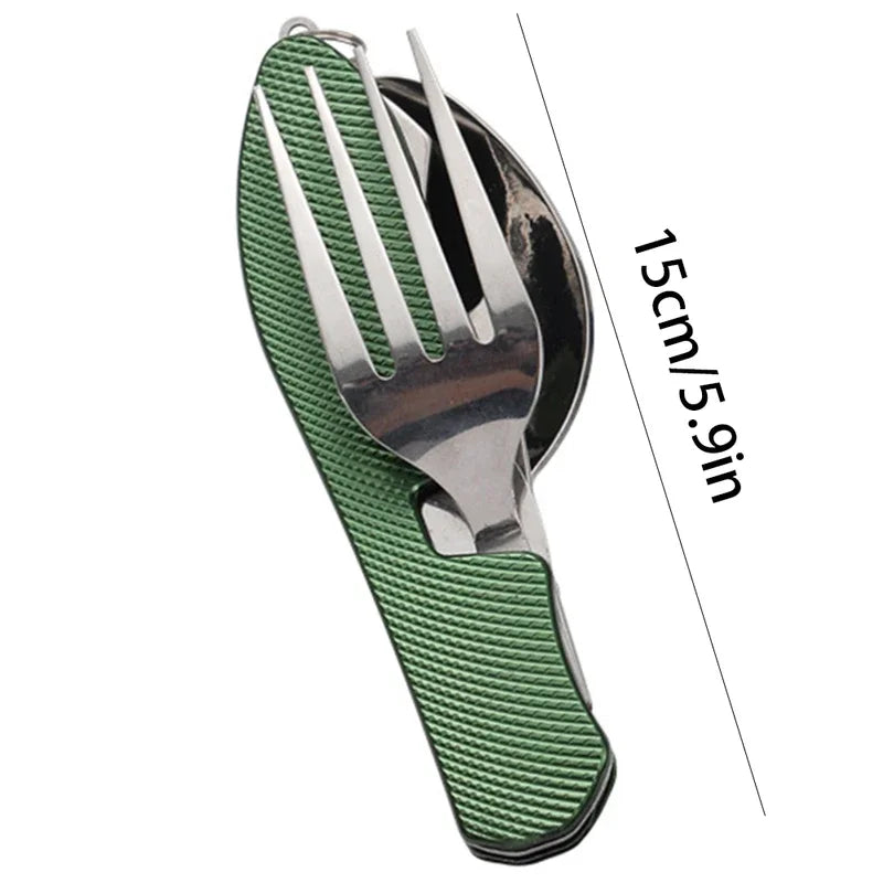 Foldable camping utensil set-multi-functional knife, fork, spoon combo for outdoor activities and sports camping picnic travel