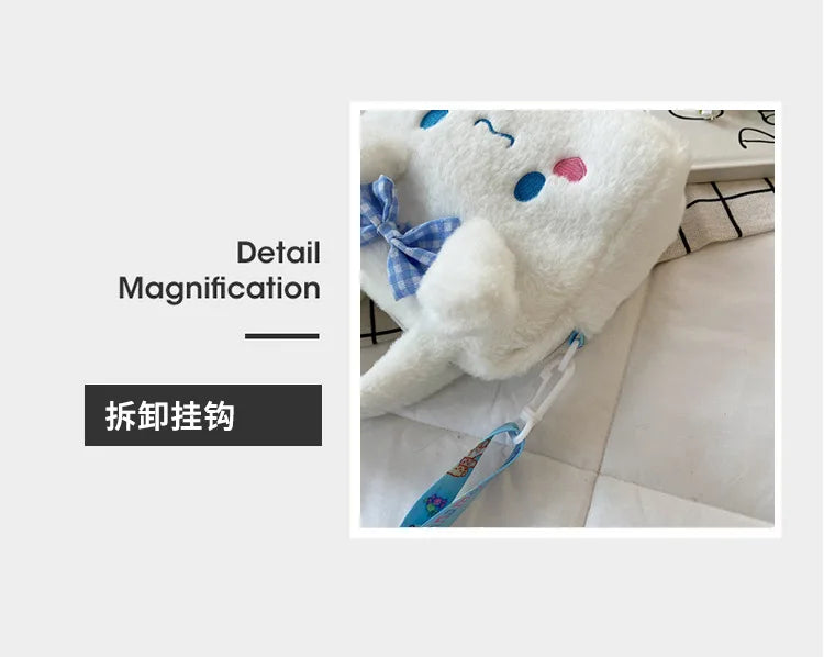 Sanrio Bag Kawaii Kuromi Cinnamoroll My Melody Cartoon Anime Plush Handbag Cosmetic Bag Travel Storage Bag Women Girl Gifts